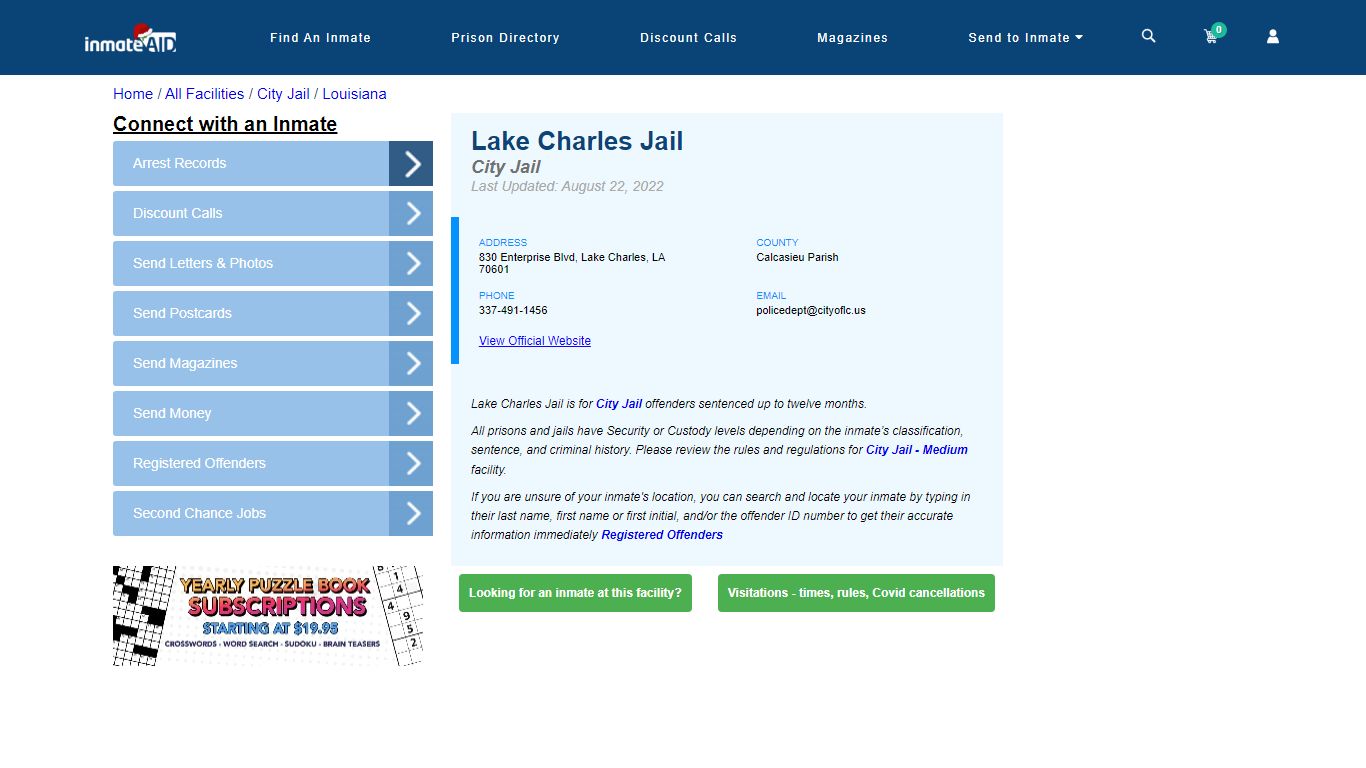 Lake Charles Jail | Inmate Locator